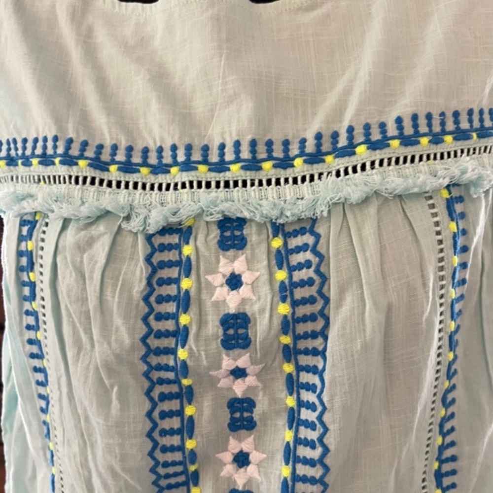 VINEYARD VINES Aqua Cotton Embroidered Shift Dress